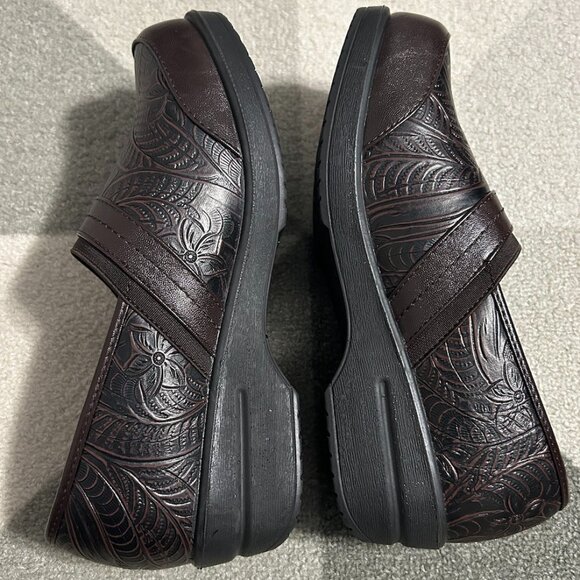 Easy Street Origin Brown Tool Floral Comfort Clogs Women's Size 8 WIDE - Picture 12 of 16